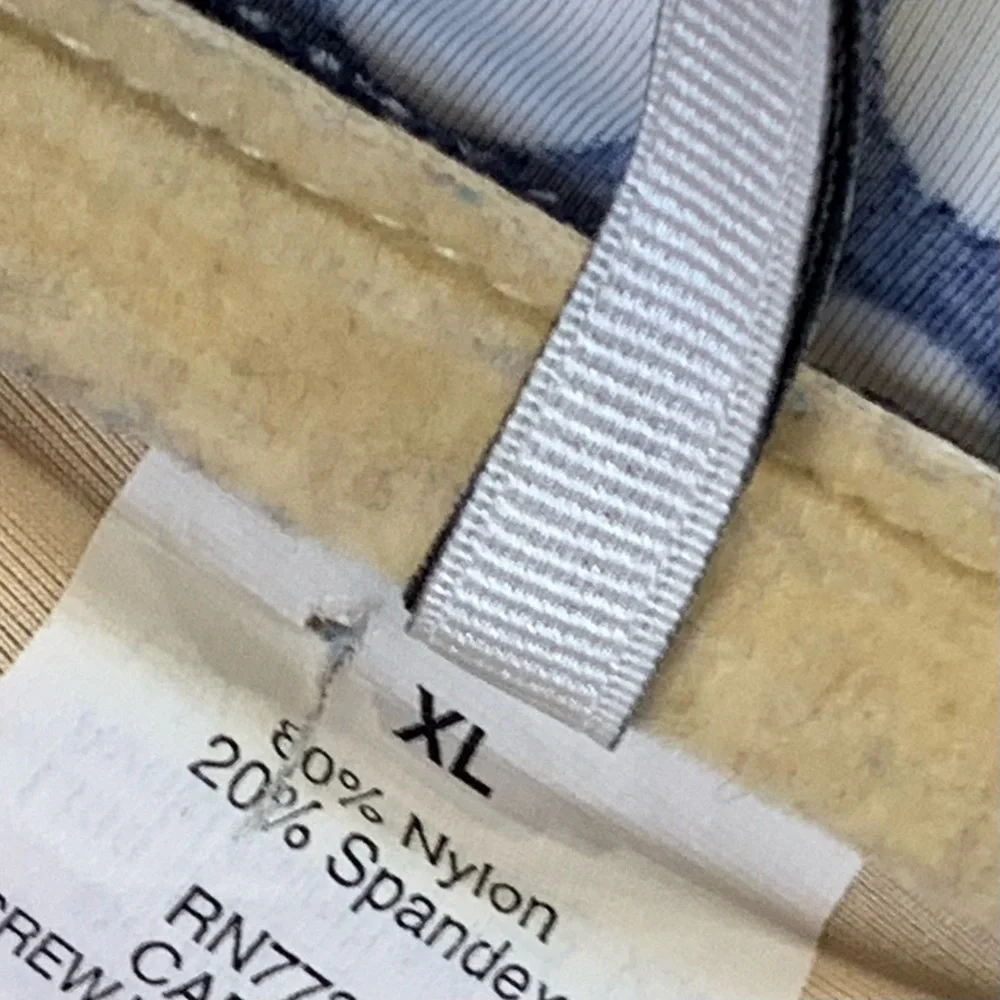 J. CREW Polka Dot Bikini Top Swim Navy Cream Size XL